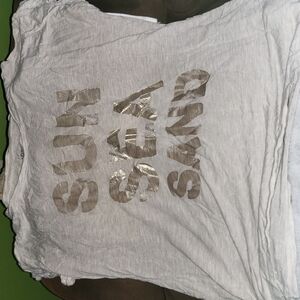 White Graphic Tee with Gold Lettering